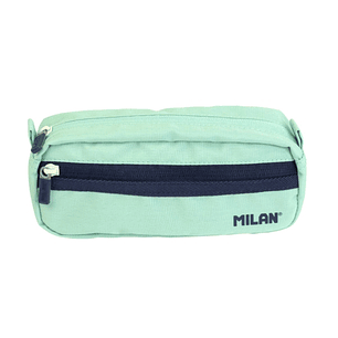 Milan Serie 1918 Estuche Portatodo Rectangular 2 Compartimentos - Tejido Resistente a las Roturas y Rasgaduras - Medidas 21x8,5x6,1cm - Color Verde