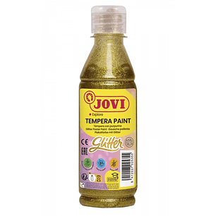 Jovi Glitter Tempera Liquida Base Agua 250ml - Particulas de Purpurina - Excelente Rendimiento - Secado Rapido - Fluidez Optima - Adherencia en Multip