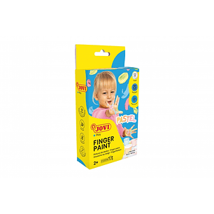 Jovi Finger Paint Estuche de 6 Botes Pintura de Dedos - Ingredientes Naturales - Mezclables - Textura Gelatinosa - Lavable - sin Gluten Ni Alergenos -