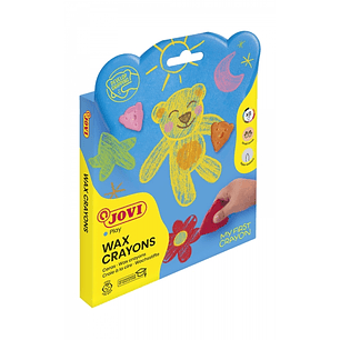 Jovi My First Crayon Estuche de 8 Ceras con Forma de Oso - Resistentes - No Manchan - Diseño Ergonomico - Fomenta El Correcto Agarre - Trazos Finos y 