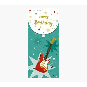 Pictura Tarjeta Money Cards - Tarjeta de Regalo Vertical - Tematica Guitarra - 9.6x21.3cm - Embolsada Individualmente en Celofan - Incluido Sobre Blan