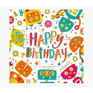 Pictura Tarjeta Puzzle - 15.5x15.5cm - Tematica de Robots - 25 Piezas - Incluye Tarjeta Plegada y Sobre Blanco - Certificacion FSC - Embolsada Individ