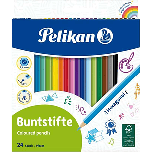 Pelikan Caja de 24 Lapices de Colores Hexagonales Lacados - Mina Antirotura - FSC