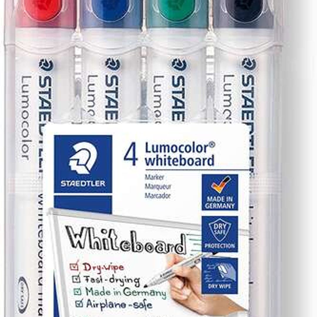 Staedtler Lumocolor 351 Pack de 4 Marcadores para Pizarra Blanca - Secado Rapido - Colores Surtidos 1