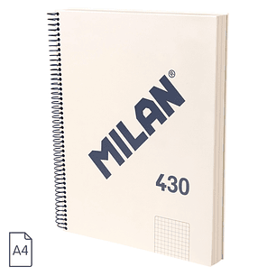 Milan 430 Since 1918 Cuaderno A4 con Espiral - Cuadricula 5x5mm - 120 Hojas de 95g - Tapa Dura - Color Beige