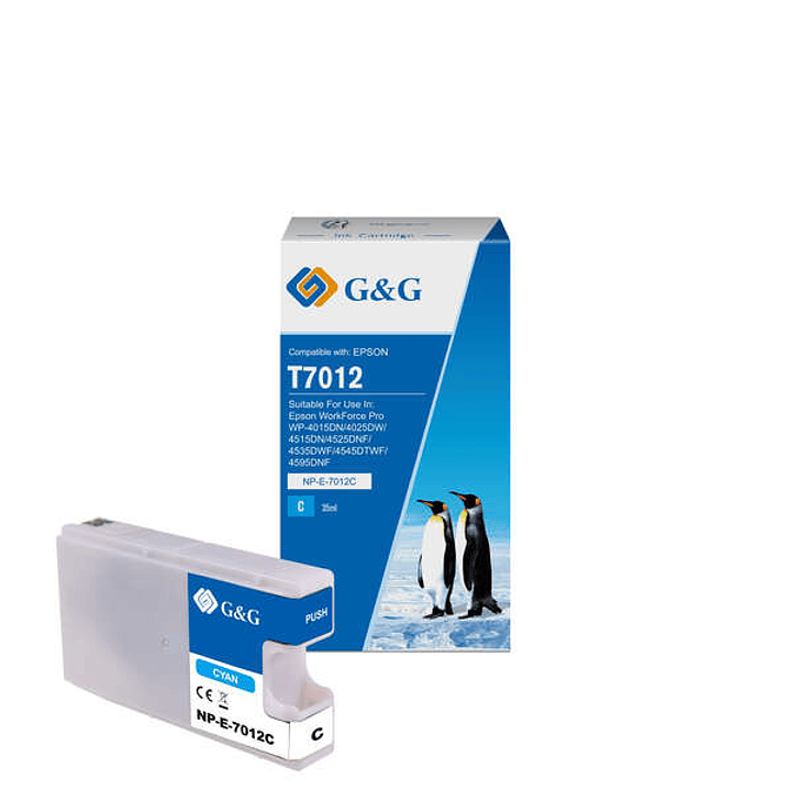 G&G Epson T7012 Cyan Cartucho de Tinta Generico - Reemplaza C13T70124010 1