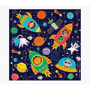 Pictura Tarjeta Puzzle - 15.5x15.5cm - Tematica del Espacio - 25 Piezas - Incluye Tarjeta Plegada y Sobre Blanco - Embolsada en Celofan - Papel con Ce