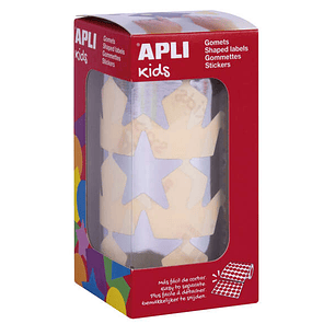 Apli Gomets Estrella Plata Metalizado - 33mm - Adhesivo Permanente - 708 Gomets por Rollo - Facil Separacion