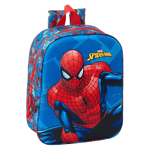 Safta Spider-Man Mochila Guarderia 3D de 6L - Asa de Mano Superior - Asas Regulables y Acolchadas - Cierre de Cremallera - 22x27x10cm - Color Rojo y A