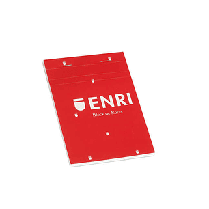 Enri Bloc de Notas Grapado Formato A7 Cuadriculado 4x4mm - 80 Hojas Microperforadas - Tapa Blanda Roja