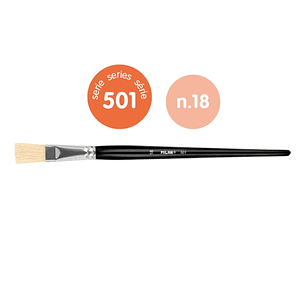 Milan 501 Pack de 4 Pinceles Planos Numero 18 - Bolsa con Colgador - Cerda Natural - Color Negro