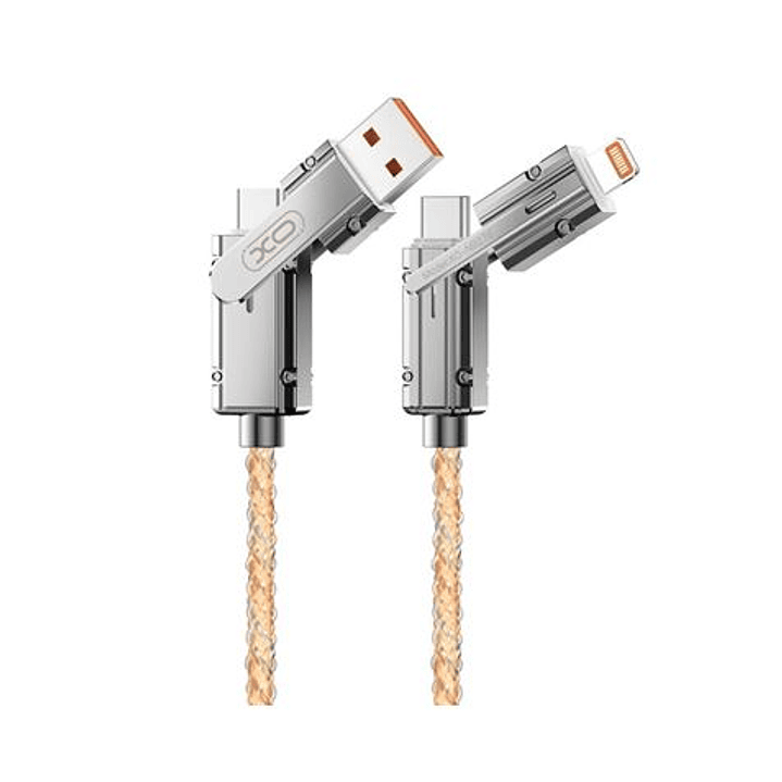 XO NB276 Cable USB 4 en 1 Multifuncion - 60W - 1 Metro - RGB - Color Plata 1