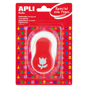 Apli Perforadora de Papel y Goma Eva en Forma de Tulipan - Tamaño de Figura 25.4mm - Perforadora de Alta Calidad para Papel, Carton, Cartulina o Goma 