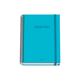 Dohe Colour Vives Cuaderno Espiral A5 100 Hojas Cuadricula 5mm - Tapa Dura Impresa a todo Color y Plastificada en Brillo - Bandas de Color - Cierre de