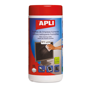 Apli Toallitas Humedas Anti-Estaticas - 100 Unidades - Limpieza y Mejora Del Rendimiento de Equipos Electronicos - Ideal para Pantallas TFT y LCD