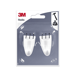 3M Pack de 2 Ganchos para Clavar - Formato M - Soporta hasta 5kg - Color Blanco
