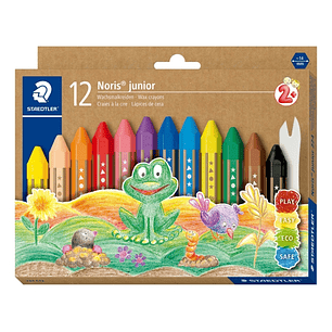 Staedtler Noris Junior Pack de 12 Ceras de Colores Extragruesas - Forma Hexagonal - Colores Surtidos