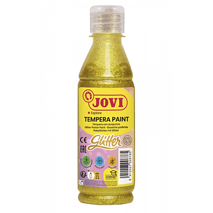 Jovi Glitter Tempera Liquida Base Agua 250ml - Particulas de Purpurina - Excelente Rendimiento - Secado Rapido - Fluidez Optima - Adherencia en Multip