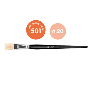 Milan 501 Pack de 4 Pinceles Planos Numero 20 - Bolsa con Colgador - Cerda Natural - Color Negro