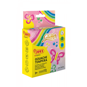 Jovi Glitter Gouache Estuche de 4 Botes de Tempera 35ml - Tempera Liquida Base Agua - Particulas de Purpurina - Excelente Rendimiento - Secado Rapido 