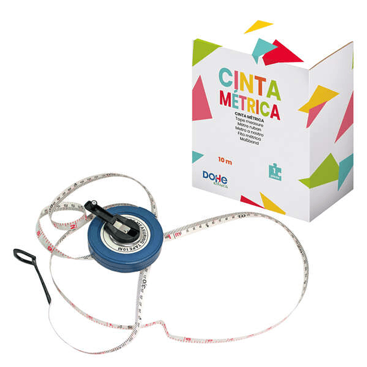 Dohe Cinta Metrica Enrollable - 10 Metros de Longitud - graduada en Centimetros - Ideal para Longitudes Largas - Recomendado para Tercer Ciclo de Prim 1