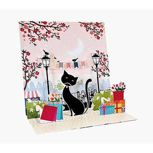 Pictura Tarjeta Felicitacion 3D Pop-Up - Laminas - Purpurina - Relieve - Cortes Laser - 16x16cm - Incluye un Sobre Blanco y Envoltorio en Papel de Cel