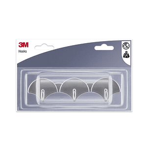 3M Ganchos Adhesivos en Barra - 3 Ganchos - Soporta hasta 1.5kg - Color Gris Metalizado