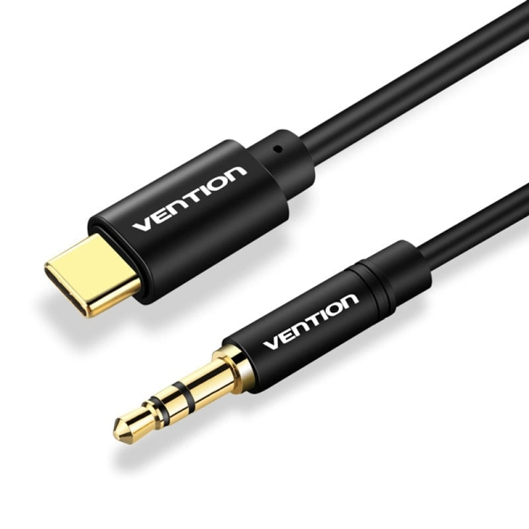 Vention Cable USB-C a Jack 3.5 Macho - 1.5m - Trenzado - Color Negro 1