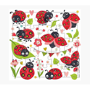 Pictura Tarjeta Puzzle - 15.5x15.5cm - Tematica de Mariquitas - 25 Piezas - Incluye Tarjeta Plegada y Sobre Blanco - Certificacion FSC