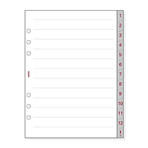 Finocam R1072 Separadores Numerados para Agendas Open - 13 Solapas - Formato 1000 - 166x2x215mm - Papel - Color Blanco