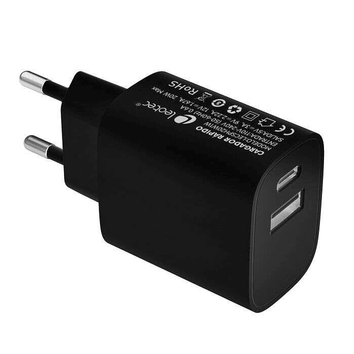Leotec Cargador Universal Carga Rapida 1xUSB-C PD + 1x USB-A 20W 1