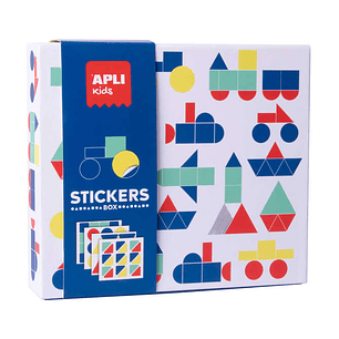 Apli Kids Juegos de Gomets Vehiculos - 200G Laminas Ilustradas - Gomets Removibles Geometricos - Alto Valor Didactico - Diseño Exclusivo de Caja de Ca