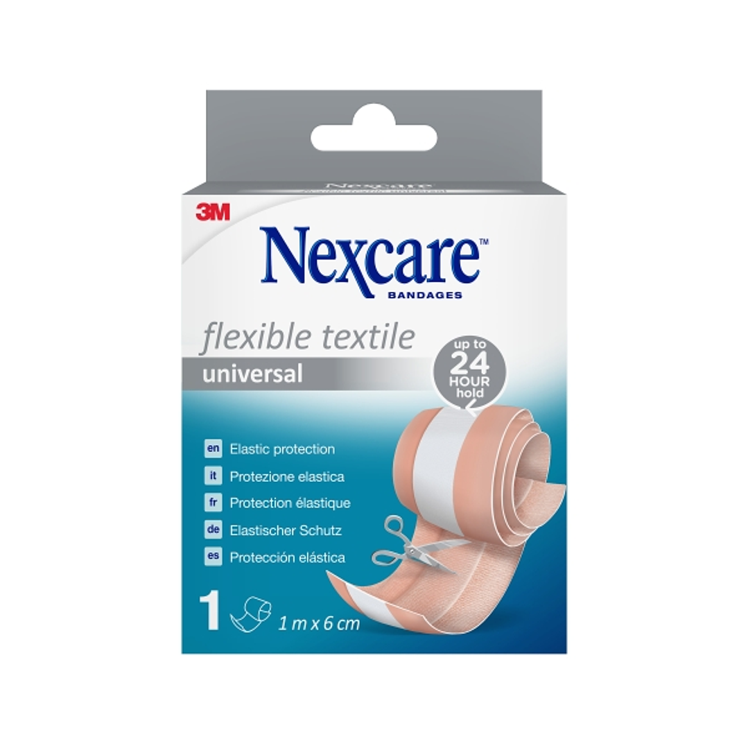 Nexcare Universal Flexible Textile Aposito para Cortar - 1m x 6 cm - Transpirable - Elastico - Color Piel 1