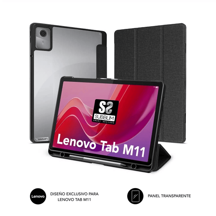 Subblim Funda Exclusiva para Tablet Lenovo Tab M11 - Cierre Magnetico - Bordes Reforzados - 2 Posiciones de Soporte - Color Negro/Transparente 1