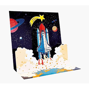 Pictura Tarjeta 3D Pop-Up - 16x16cm - Tematica del Espacio - Embolsada Individualmente - Incluye Sobre Blanco - Papel con Certificacion FSC