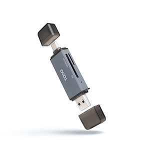 Tooq Lector de Tarjetas USB-C y USB-A - Compatible con SD, Micro SD y TF - Color Gris