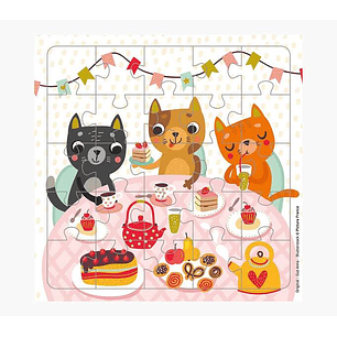 Pictura Tarjeta Puzzle de Gatos - 15.5x15.5cm - 25 Piezas - Tematica Felina - Incluye Sobre Blanco - Certificacion FSC