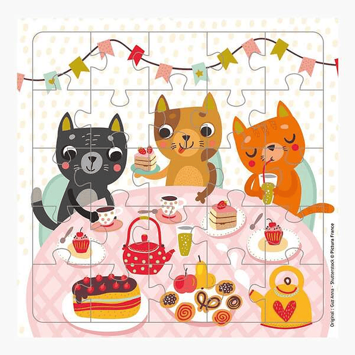 Pictura Tarjeta Puzzle de Gatos - 15.5x15.5cm - 25 Piezas - Tematica Felina - Incluye Sobre Blanco - Certificacion FSC 1