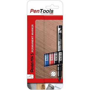 Pentel PenTools Pack de 4 Rotuladores Permanentes Industriales Pentel Pen N50S - Punta Conica Resistente y Duradera - Trazo 1mm - Resistente a Agua y 