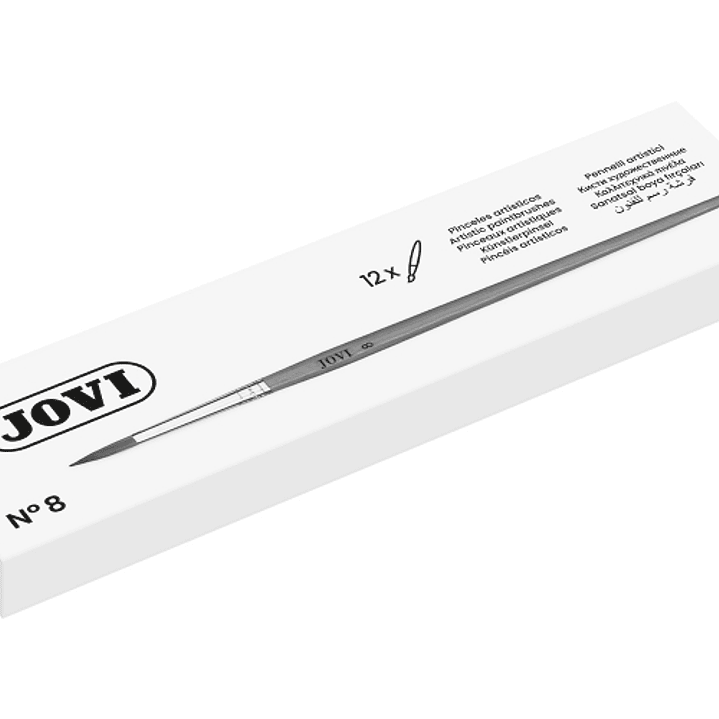Jovi Pinceles Artisticos Pelo Poney Nº 8 - Pelo Natural - Mango de Madera - Calibre 00 al 12 - Punta Redonda - Pelo Suave - Color Varios 1