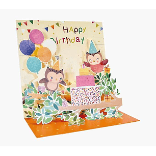 Pictura Tarjeta 3D Pop-Up - 16x16cm - Tematica Buhos - Embolsada Individualmente - Incluye Sobre Blanco - Papel con Certificacion FSC