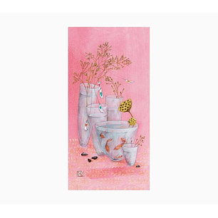 Pictura Aquarupella Gaëlle Boissonnard Tarjeta Doble 10.5x21cm - Acabado en Barniz de Relieve UV Grueso - Laminado Mate de Tacto Suave - Papel con Cer