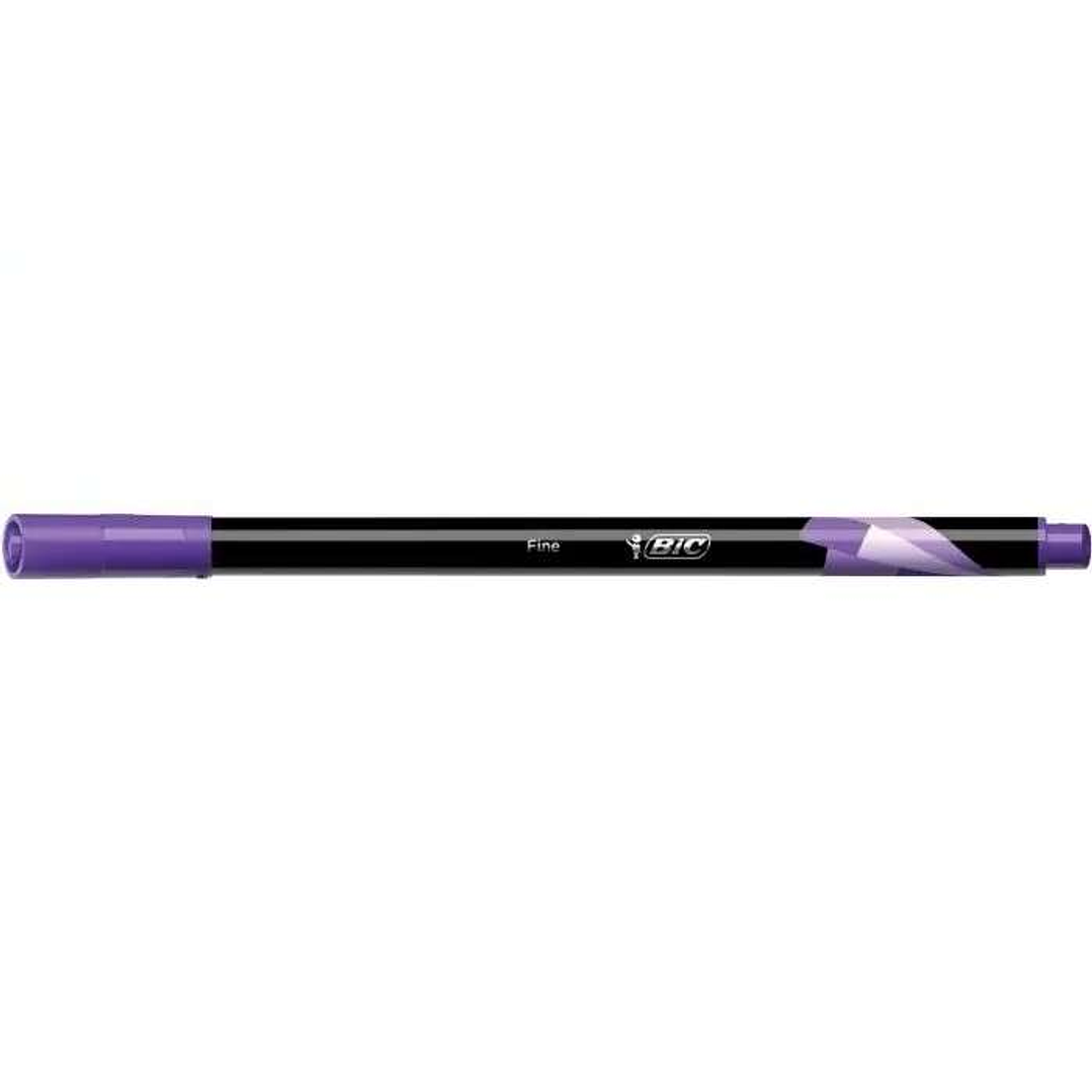 Bic Intensity Fine Rotulador de Punta Fina de 0.8mm - Trazo de 0.4mm - Tinta con Base de Agua - Color Morado 1