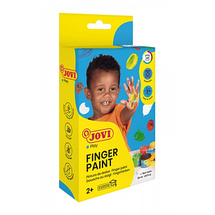 Jovi Finger Paint Estuche de 6 Botes Pintura de Dedos - Colores Mezclables - Textura Gelatinosa - Lavable - sin Gluten - No Toxico - Color Surtido