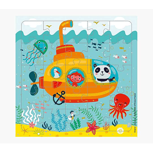 Pictura Tarjeta Puzzle - 15.5x15.5cm - Tematica Submarino - 25 Piezas - Incluye Sobre Blanco - Certificacion FSC