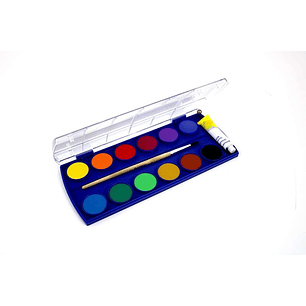 Pelikan Acuarelas Escolares - 12 Colores - Acuarela Escolar F355 - Caja de 12 Colores + 1 Pincel - Faciles de Diluir - Resistentes a la Luz