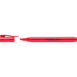 Faber-Castell Textliner 38 Marcador Fluorescente - Cuerpo Fino - Punta Biselada - Trazo Grueso y Fino - Tinta con Base de Agua - Color Rojo