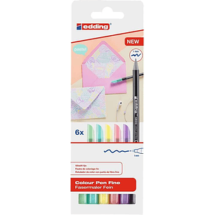 Edding 1200 Pastel Pack de 6 Rotuladores - Punta Redonda - Trazo 1mm - Tinta con Base de Agua - Colores Pastel Surtidos