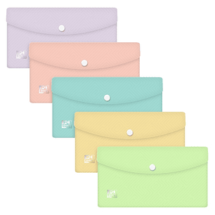 Oxford Urban DL Sobre Portadocumentos de Plastico Rigido Translucido DL - Tamaño Sobre Americano - Capacidad hasta 40 Hojas - Cierre de Broche - Color