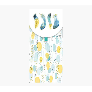 Pictura Tarjeta Money Cards - 9.6x21.3cm - Tematica de Plumas - Ideal para Regalar Cheques, Entradas o Dinero - Embolsada Individualmente - Incluye So